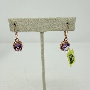 Shop LC Rose De France Amethyst Sterling Silver Lever Back Drop Earrings 5477
